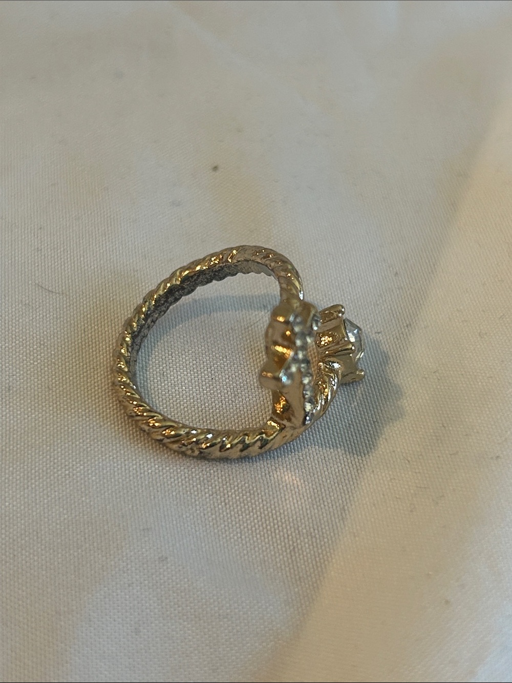 Gold-Tone Crystal Cross & Solitaire Ring - Women Jewelry - Picture 4 of 5